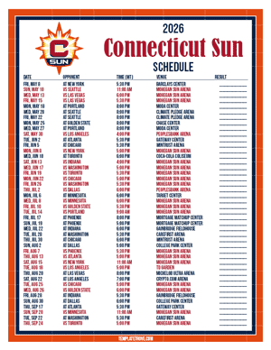 Connecticut Sun 2026
 Printable Basketball Schedule - Mountain Times