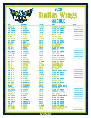 Dallas Wings 2026
 Printable Basketball Schedule - Pacific Times