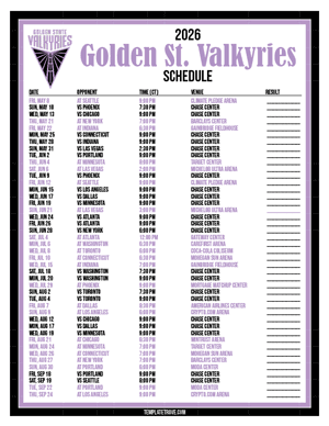 Golden State Valkyries 2026
 Printable Basketball Schedule - Central Times