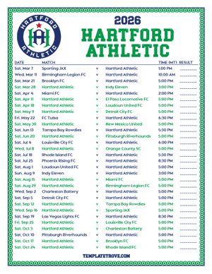   Hartford Athletic 2026
 Printable Soccer Schedule - Mountain Times