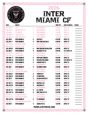 Inter Miami CF 2026
 Printable Soccer Schedule - Pacific Times