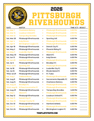   Pittsburgh Riverhounds 2026
 Printable Soccer Schedule - Central Times
