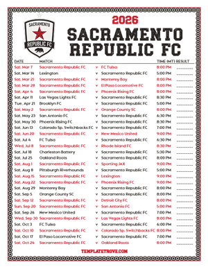   Sacramento Republic FC 2026
 Printable Soccer Schedule - Mountain Times