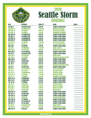 Seattle Storm 2026
 Printable Basketball Schedule - Central Times