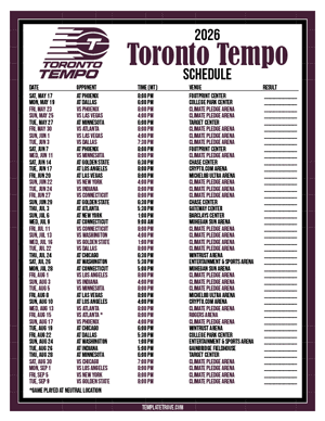 Toronto Tempo 2026
 Printable Basketball Schedule - Mountain Times